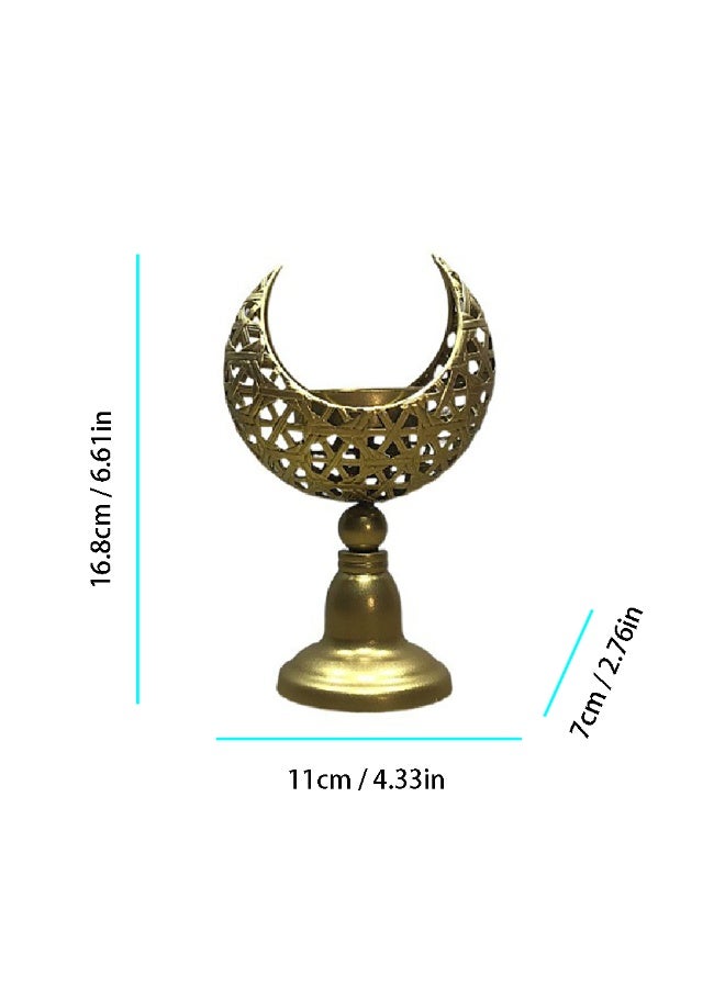 حامل شموع رمضان، حاملات شموع معدنية مجوفة ذهبية اللون لتزيين عيد الفطر، ZYZT-07B - Image 2